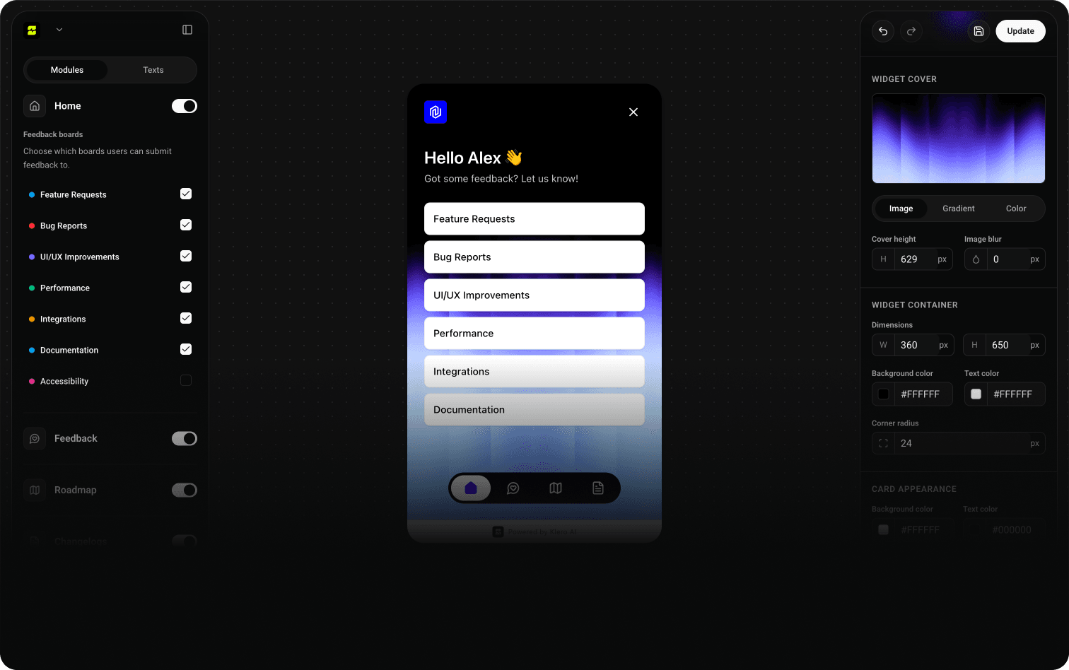 Klero widget for mobile apps