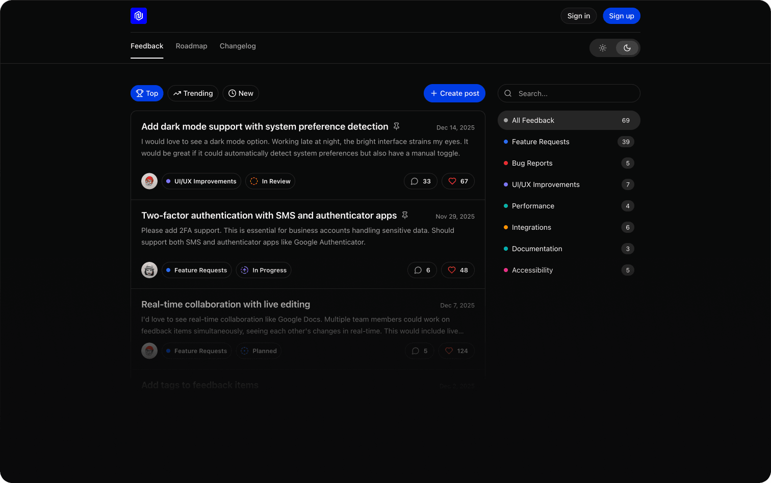 Klero public board with feedback, roadmap, and changelog