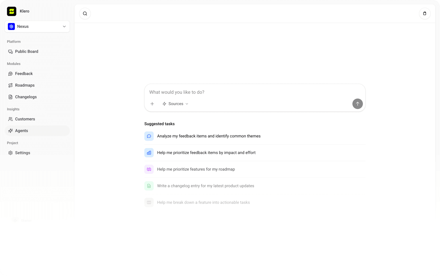 Klero AI agents interface
