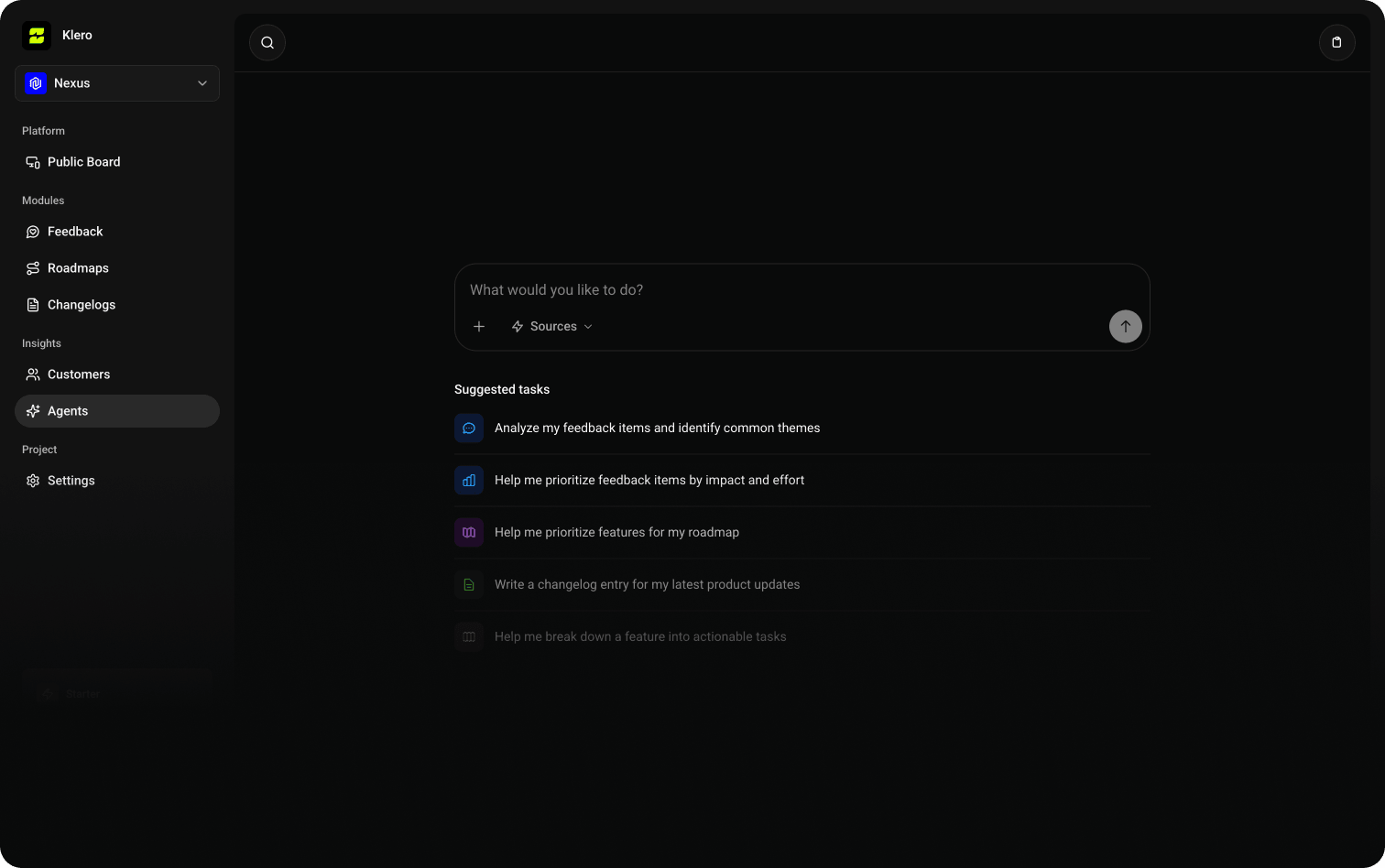 Klero AI agents interface