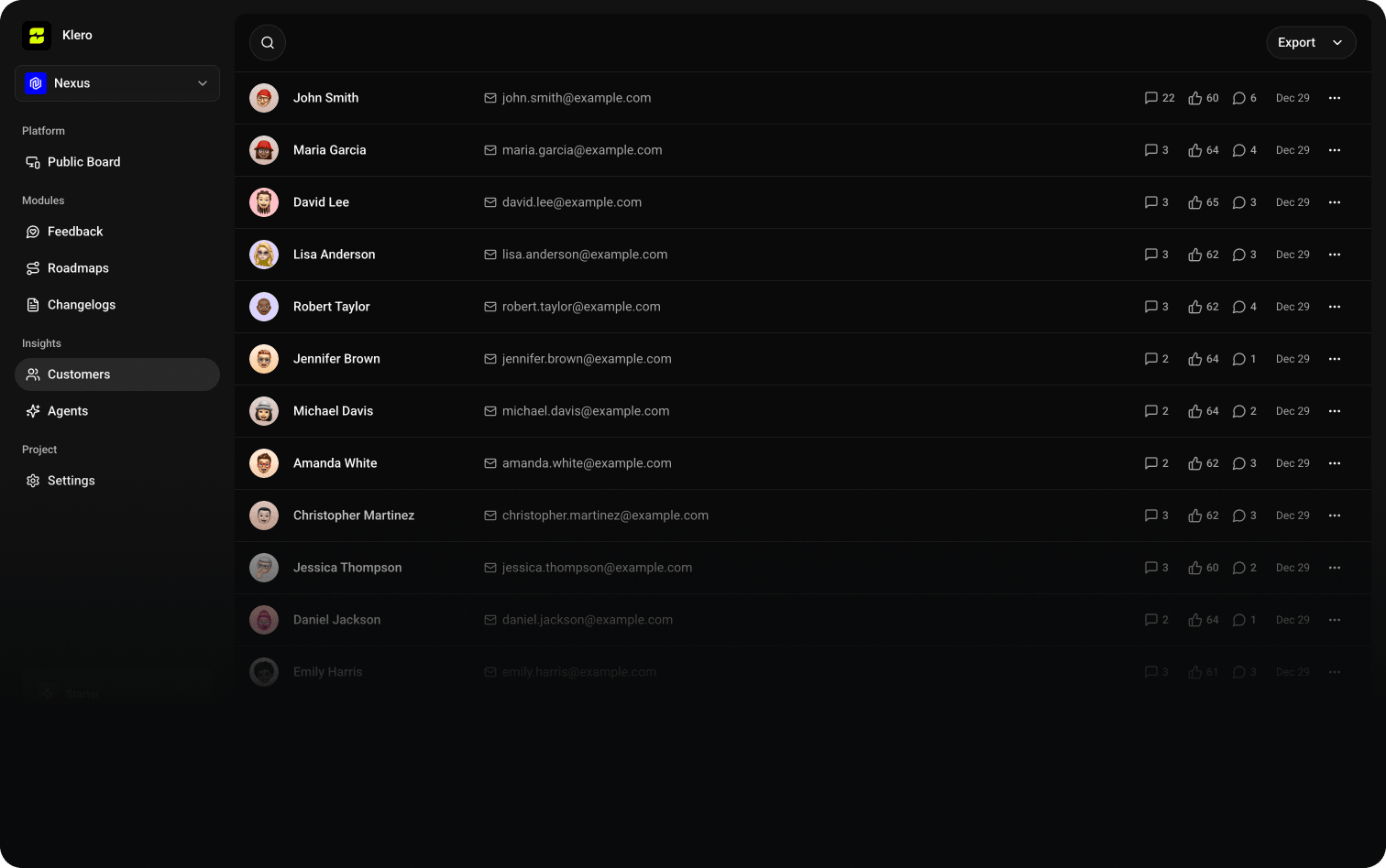 Top merchants actively giving feedback